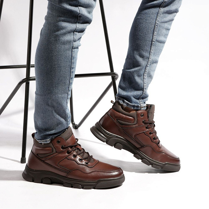 Мужские ботинки BRUNO RENZONI  коричневые, артикул FL129_PB1521-3_BROWN