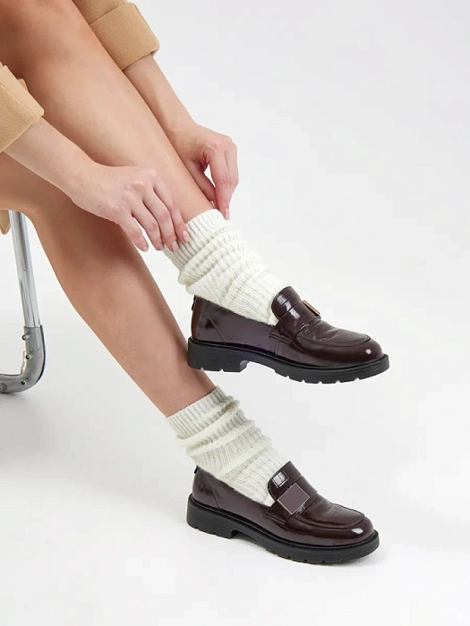 Женские лоферы eObuv бордовые, артикул LMW24-BWLC3-012B