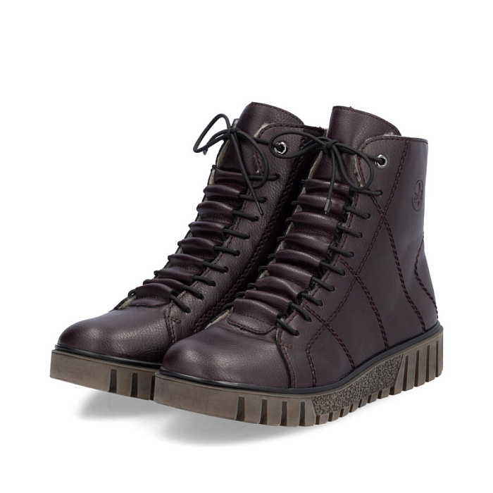 Женские ботинки RIEKER бордовые, артикул Y3420-35