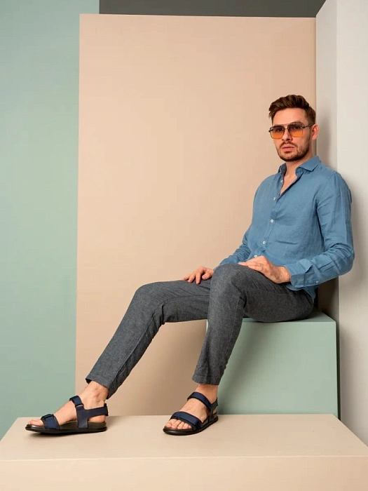 Мужские сандалии BRUNO RENZONI  синие, артикул YD023A