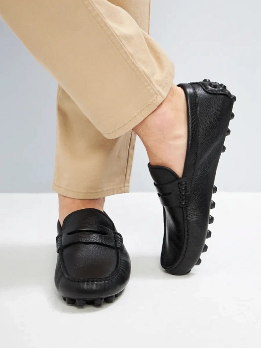 Мужские мокасины BRUNO RENZONI  черные, артикул 3543F-1-N516P