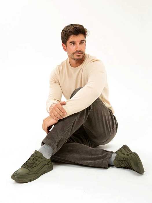 Мужские кеды BRUNO RENZONI  хаки, артикул HS10065NT-4