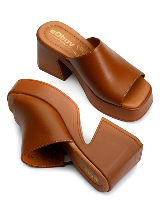 Женские сабо eObuv коричневые, артикул EO-G-127-24-00/Ginger