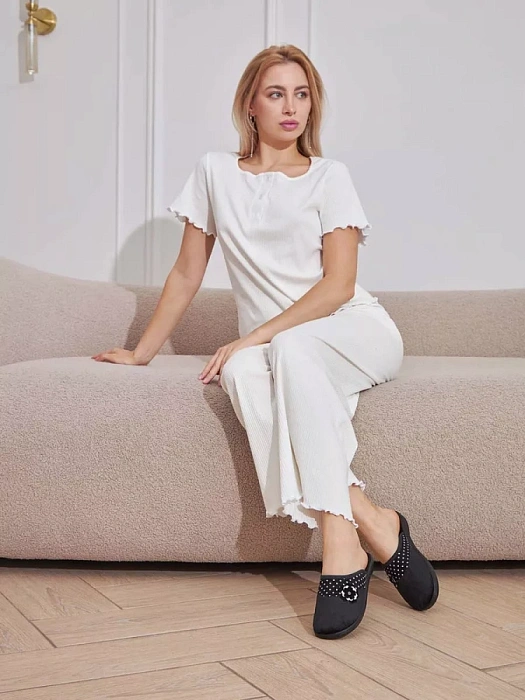 Женские тапочки домашние eObuv черные, артикул EO-C-04-1