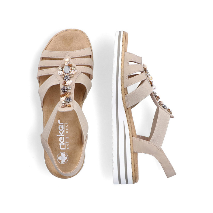Женские босоножки  RIEKER бежевые, артикул V0649-62