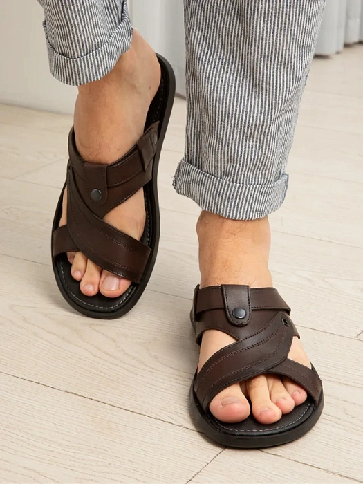 Мужские слайдеры BRUNO RENZONI  коричневые, артикул 033.50551.2