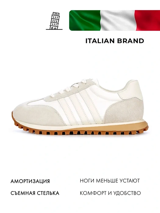 Женские кроссовки FEDERICA RODARI бежевые, артикул 42E-J409-2B