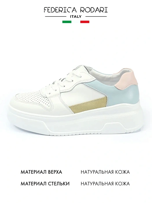 Женские кеды FEDERICA RODARI белые, артикул 53E-B386-5