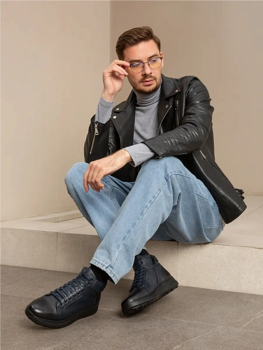 Мужские ботинки BRUNO RENZONI  синие, артикул 983X-16R-TA49