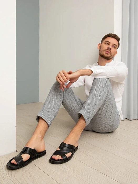 Мужские слайдеры BRUNO RENZONI  черные, артикул 033.40551.2