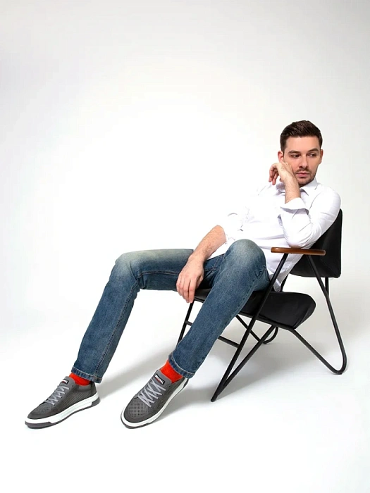 Мужские кеды BRUNO RENZONI  серые, артикул 033.261103