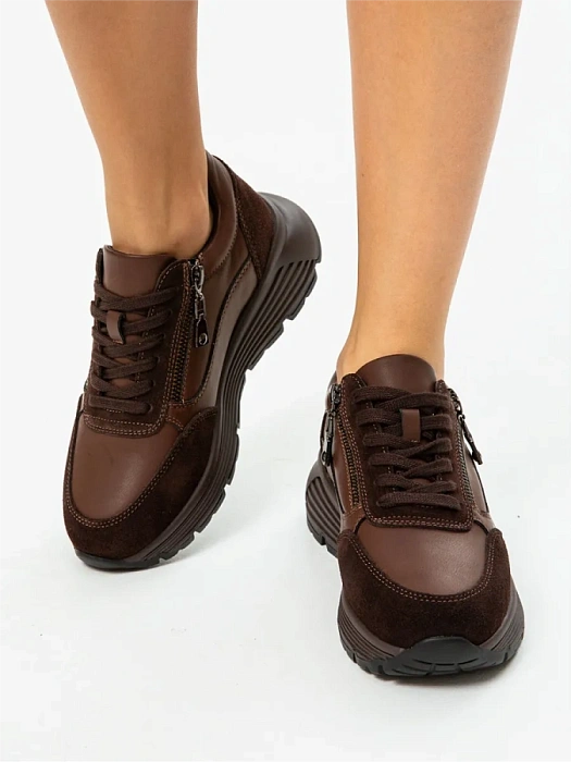 Женские кроссовки FEDERICA RODARI коричневые, артикул 42E-2382-9A