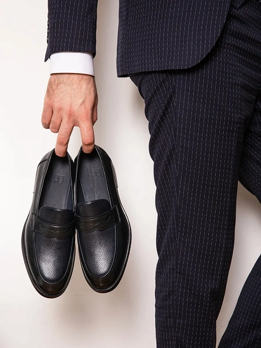 Мужские лоферы BRUNO RENZONI  синие, артикул M1016A-130D