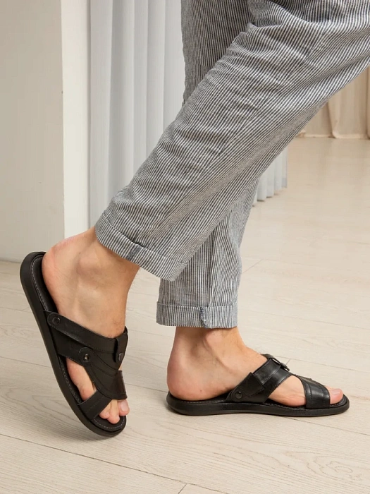 Мужские слайдеры BRUNO RENZONI  черные, артикул 033.40551.2