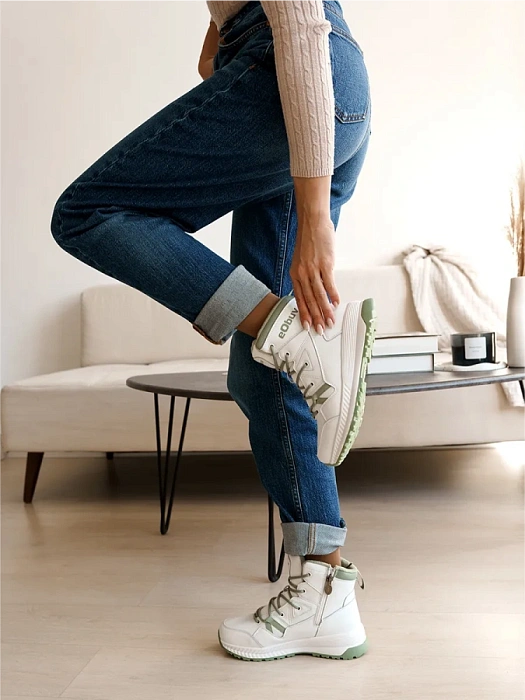 Женские ботинки basic eObuv белые, артикул 138573/10-02EB