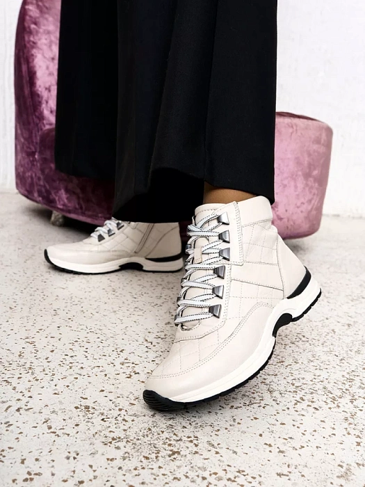 Женские ботинки basic eObuv белые, артикул 9-75256-41-144