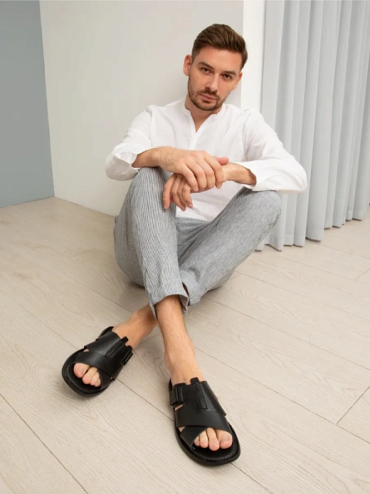 Мужские слайдеры BRUNO RENZONI  черные, артикул 990650-8