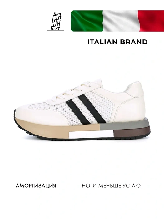 Женские кроссовки FEDERICA RODARI белые, артикул 42E-J401-1A