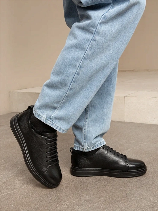 Мужские кеды BRUNO RENZONI  черные, артикул A002-1