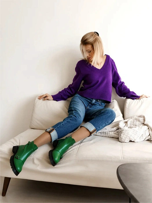 Женские ботинки basic FEDERICA RODARI зеленые, артикул 4E-6484-513