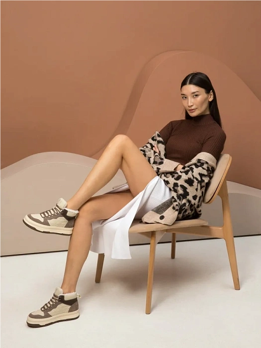 Женские ботинки basic FEDERICA RODARI бежевые, артикул 42E-L609-2B