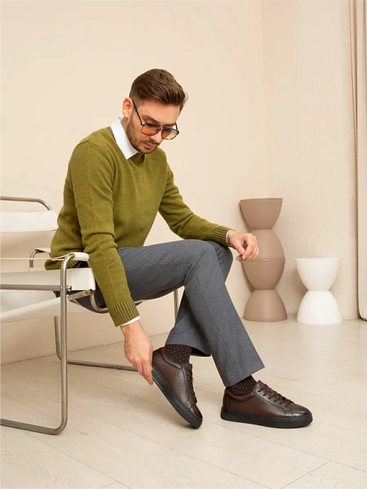 Мужские кеды BRUNO RENZONI  коричневые, артикул 523020-116