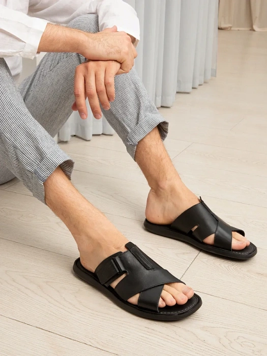 Мужские слайдеры BRUNO RENZONI  черные, артикул 990650-8