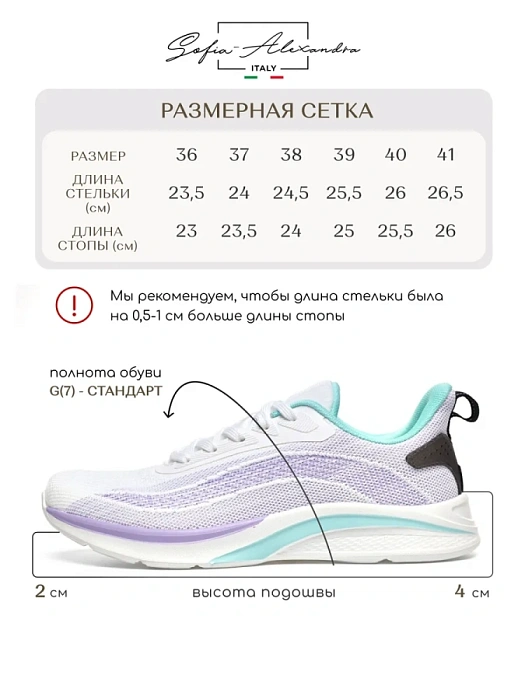 Женские кроссовки SOFIA-ALEXANDRA белые, артикул SA16784-WB/8-1