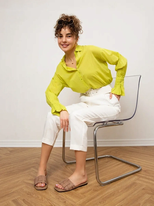 Женские шлепанцы FEDERICA RODARI коричневые, артикул 38E-HF610-A176L3