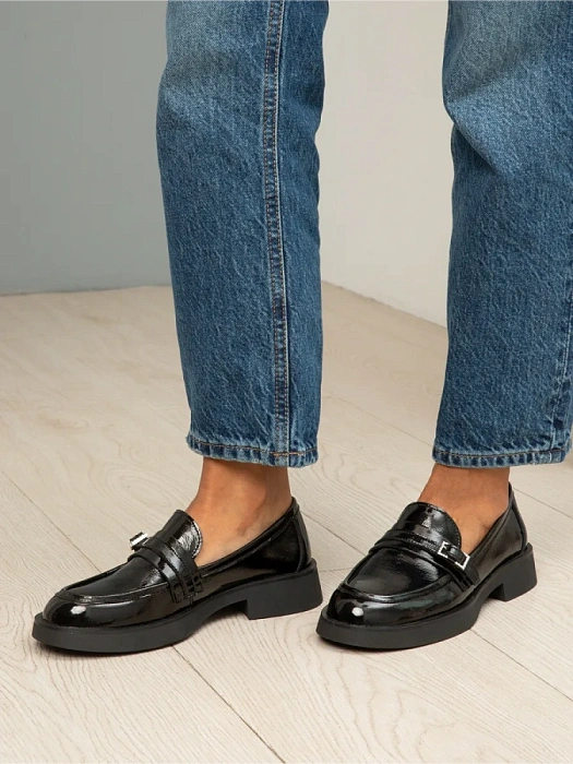 Женские лоферы FEDERICA RODARI черные, артикул 43E-H5219-Z37940-1