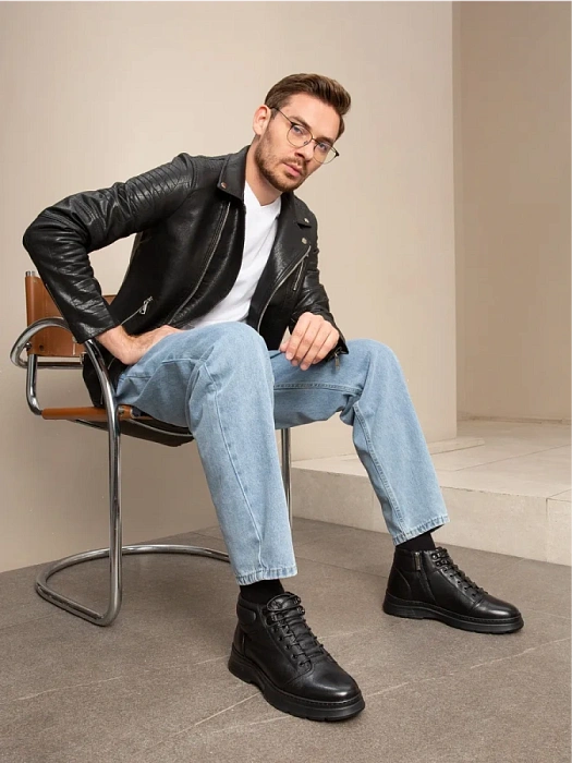 Мужские ботинки BRUNO RENZONI  черные, артикул 817X-129Z-TA29