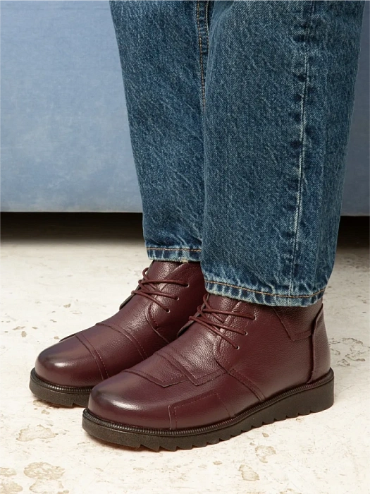 Женские ботинки eObuv бордовые, артикул DB-W24-WLM3-01-18