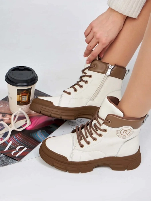 Женские ботинки eObuv бежевые, артикул AW25-60-2