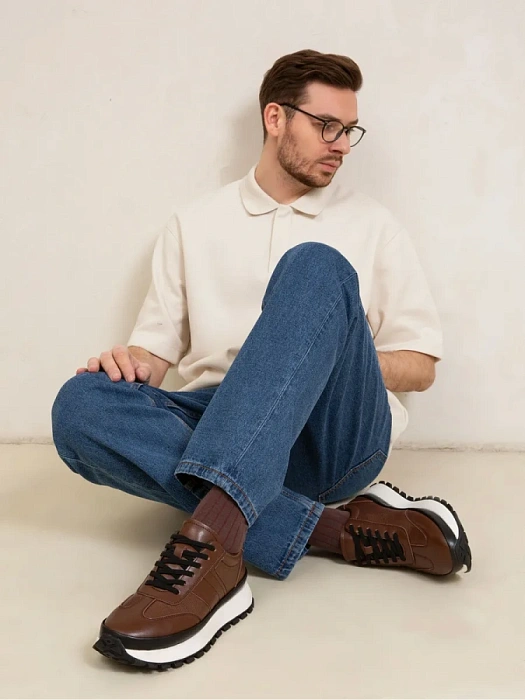 Мужские кроссовки BRUNO RENZONI  коричневые, артикул ZCA8982YT-2