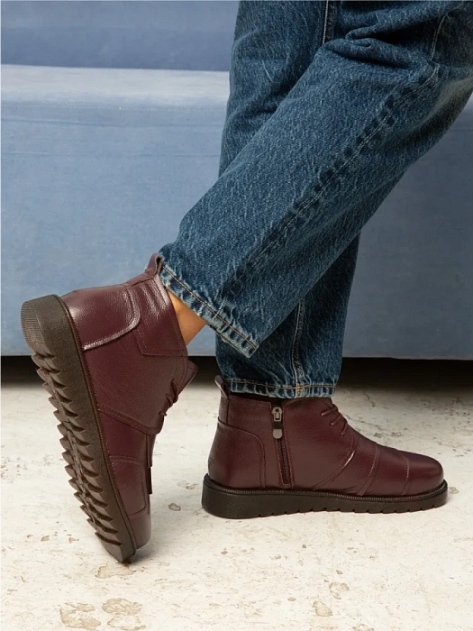 Женские ботинки eObuv бордовые, артикул DB-W24-WLM3-01-18