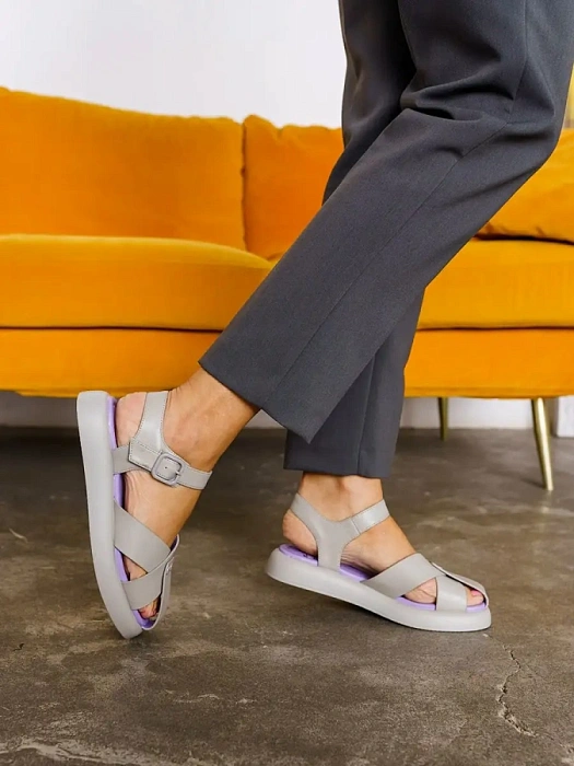 Женские босоножки  SOFIA-ALEXANDRA серые, артикул MDS23-HCLM3-052-2