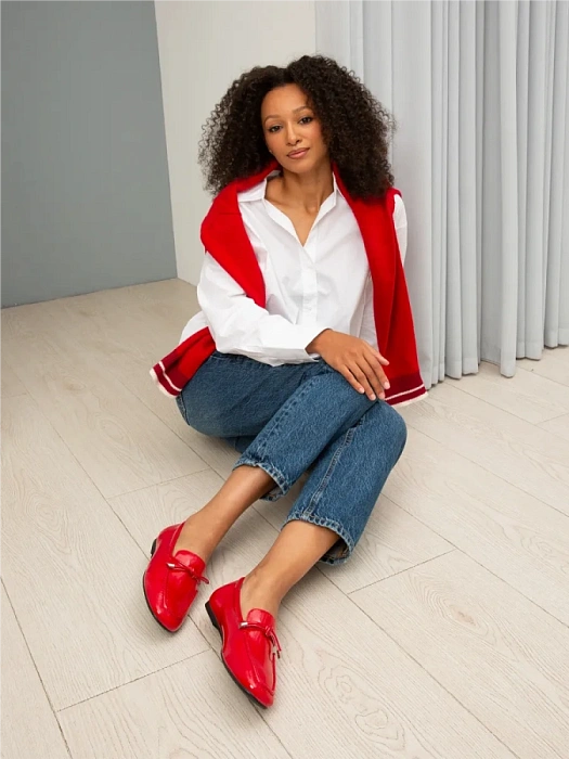 Женские лоферы FEDERICA RODARI красные, артикул 43E-S1683-Z37978-1