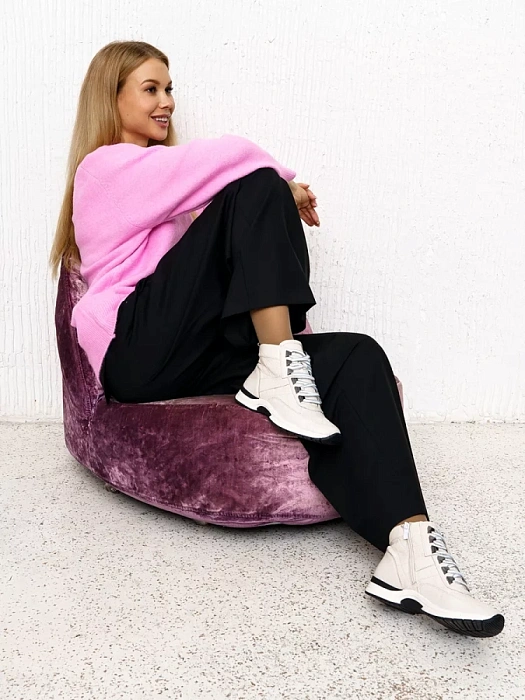 Женские ботинки basic eObuv белые, артикул 9-75256-41-144