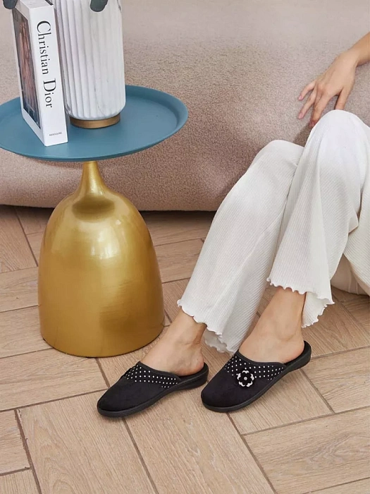 Женские тапочки домашние eObuv черные, артикул EO-C-04-1