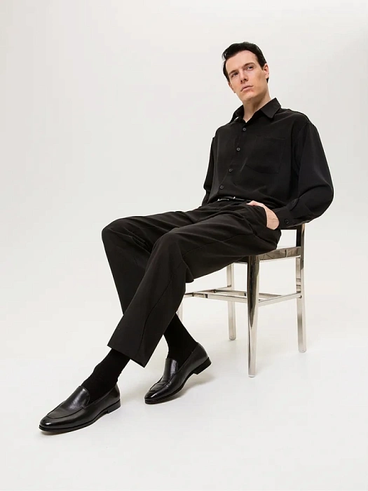 Мужские лоферы BRUNO RENZONI  черные, артикул F628A-90A