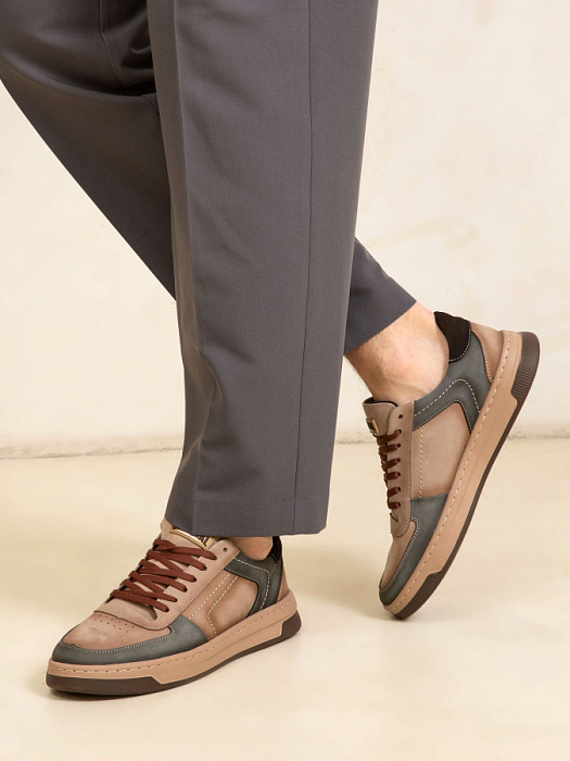 Мужские кеды BRUNO RENZONI  бежевые, артикул 033.101106