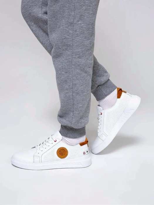 Мужские кеды BRUNO RENZONI  белые, артикул 028.437-10