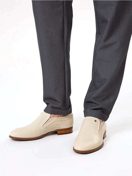 Мужские туфли BRUNO RENZONI  бежевые, артикул 5526B-716B