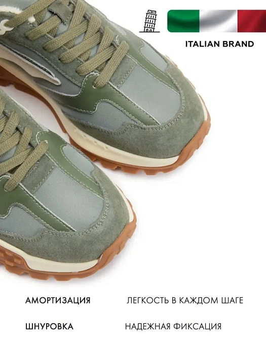 Женские кроссовки FEDERICA RODARI хаки, артикул 10BSY010