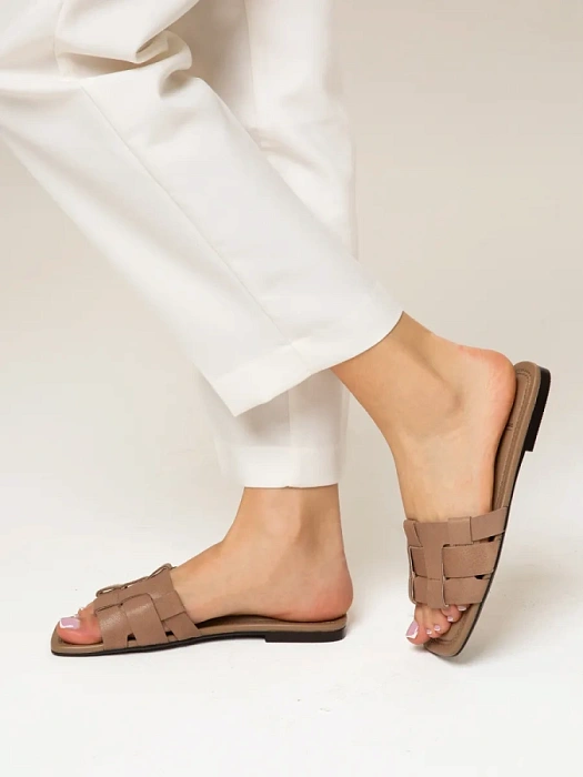 Женские шлепанцы FEDERICA RODARI коричневые, артикул 38E-HF610-A176L3