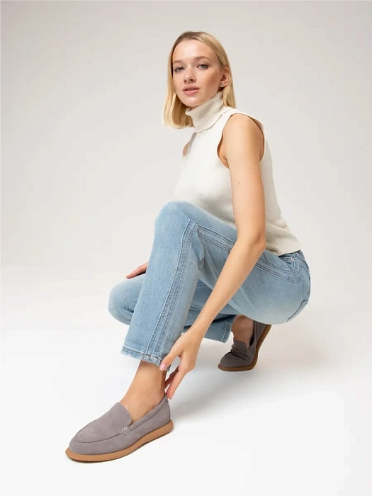 Женские мокасины FEDERICA RODARI серые, артикул 42E-2379-3F