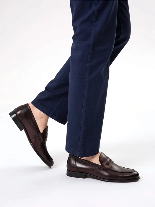 Мужские лоферы BRUNO RENZONI  бордовые, артикул F238AB-19D