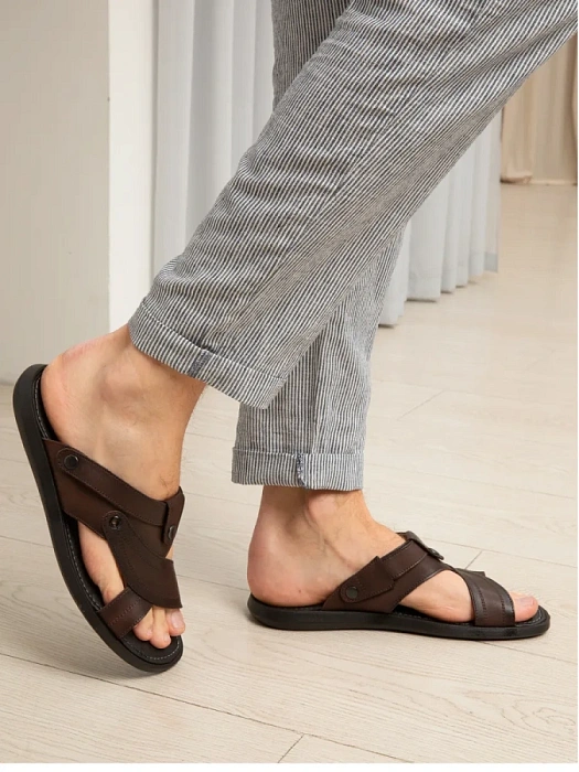 Мужские слайдеры BRUNO RENZONI  коричневые, артикул 033.50551.2