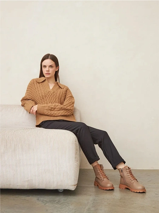 Женские берцы Donna Daniella  бежевые, артикул DH-W24-WLM3-5992-2