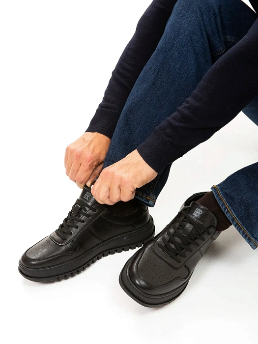 Мужские кеды BRUNO RENZONI  черные, артикул HS10003T-2